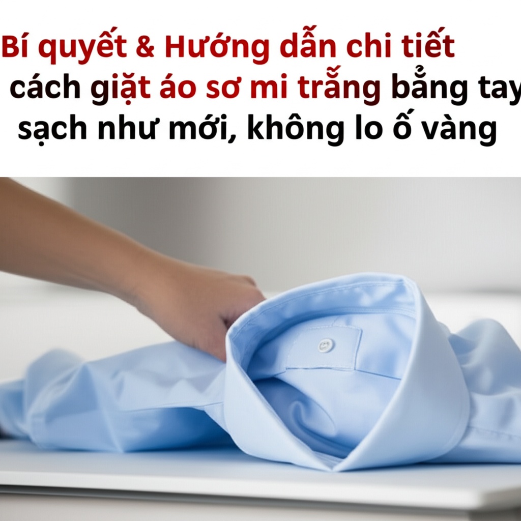 Hình minh họa cho bài viết: Bí quyết & Hướng dẫn chi tiết cách giặt áo sơ mi trắng bằng tay sạch như mới, không lo ố vàng