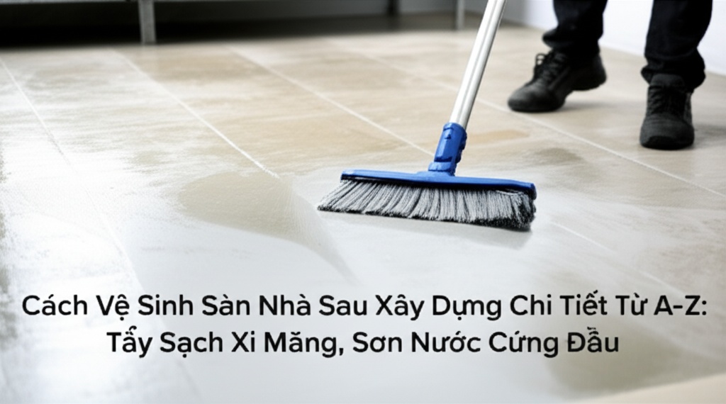 Hình minh họa cho bài viết: Cách Vệ Sinh Sàn Nhà Sau Xây Dựng Chi Tiết Từ A-Z: Tẩy Sạch Xi Măng, Sơn Nước Cứng Đầu