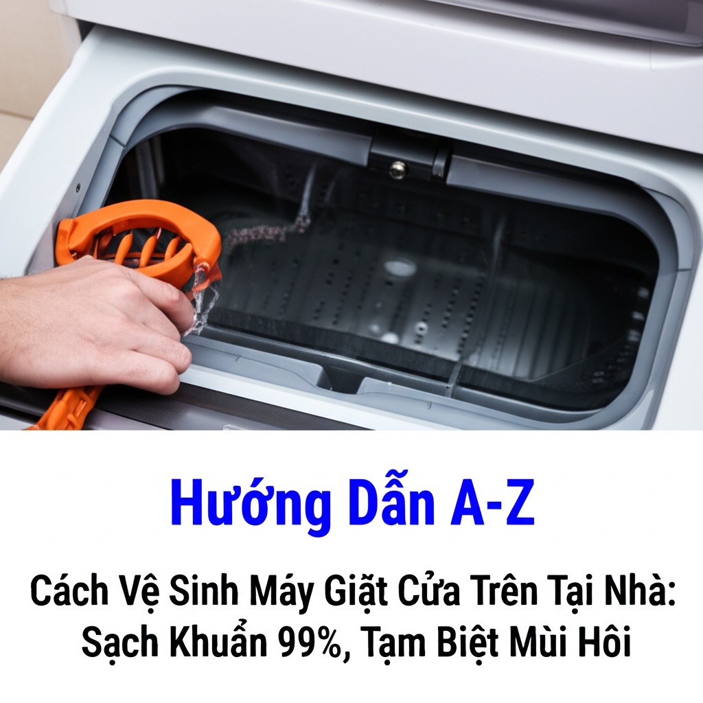 Hình minh họa cho bài viết: Hướng Dẫn A-Z Cách Vệ Sinh Máy Giặt Cửa Trên Tại Nhà: Sạch Khuẩn 99%, Tạm Biệt Mùi Hôi