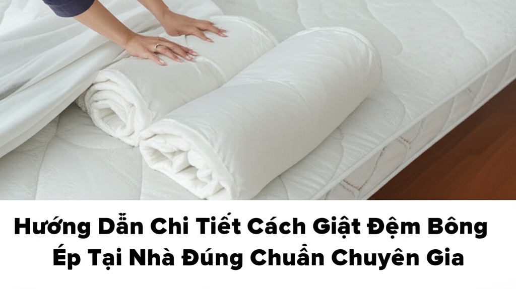 Hình minh họa cho bài viết: Hướng Dẫn Chi Tiết Cách Giặt Đệm Bông Ép Tại Nhà Đúng Chuẩn Chuyên Gia